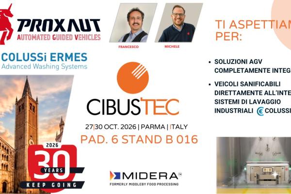 CIBUSTEC 2026: PROXAUT presents its AGV solutions for the food & beverage industry in Parma